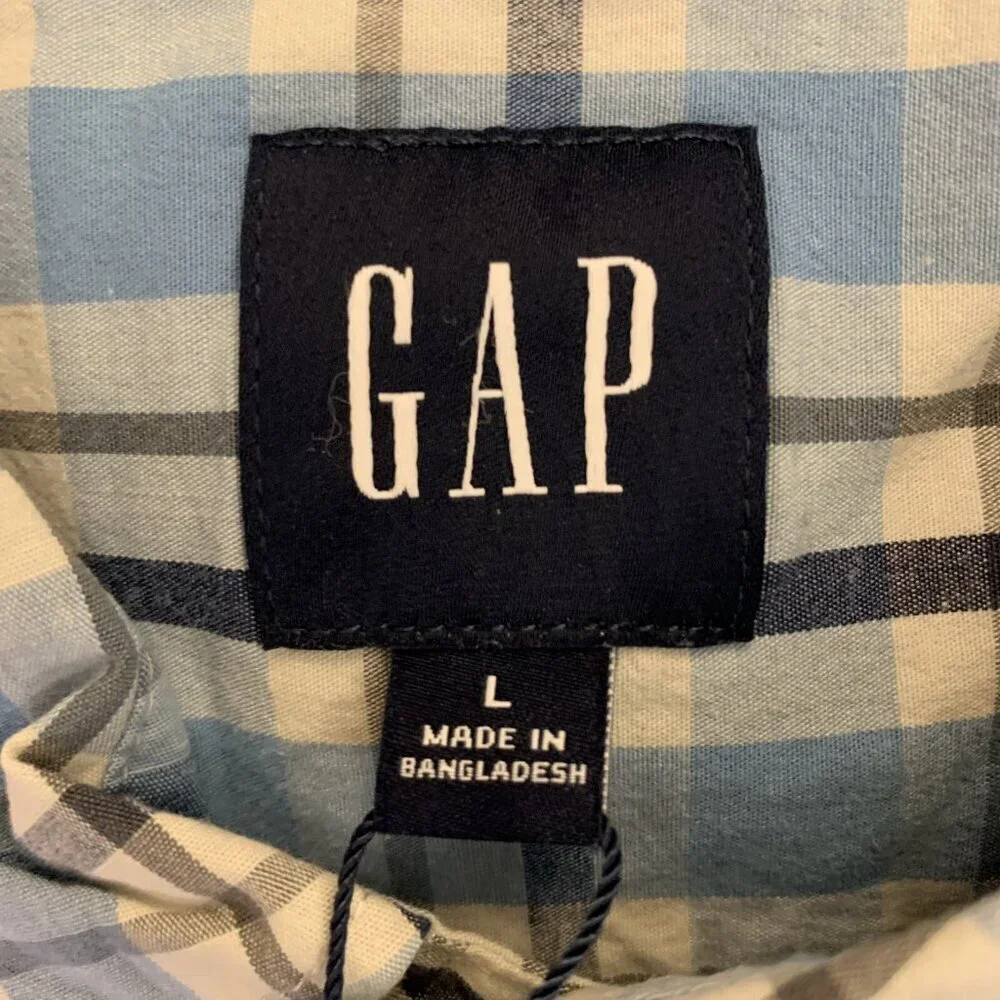 Gap Men's Long Sleeves Poplin Button Up Stretch Plaid Shirt Size L NWT $49